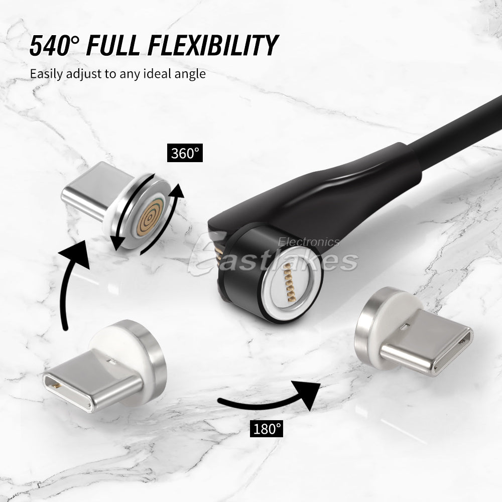 540° Rotate & Spin Magnetic Interface Fast Charge USB-C Type-C Data Charger Cable - Eastlakes Electronics